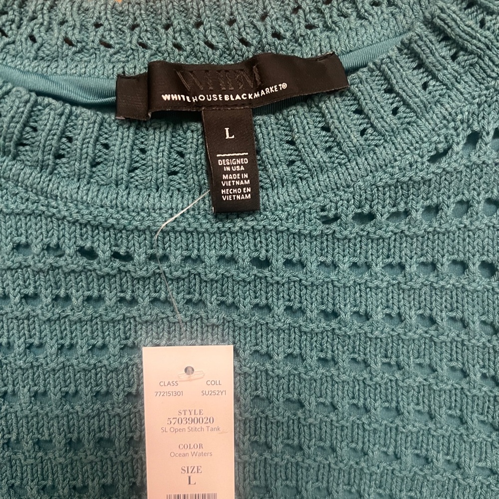White House Black Market Teal Knit Top - Picture 2 of 5